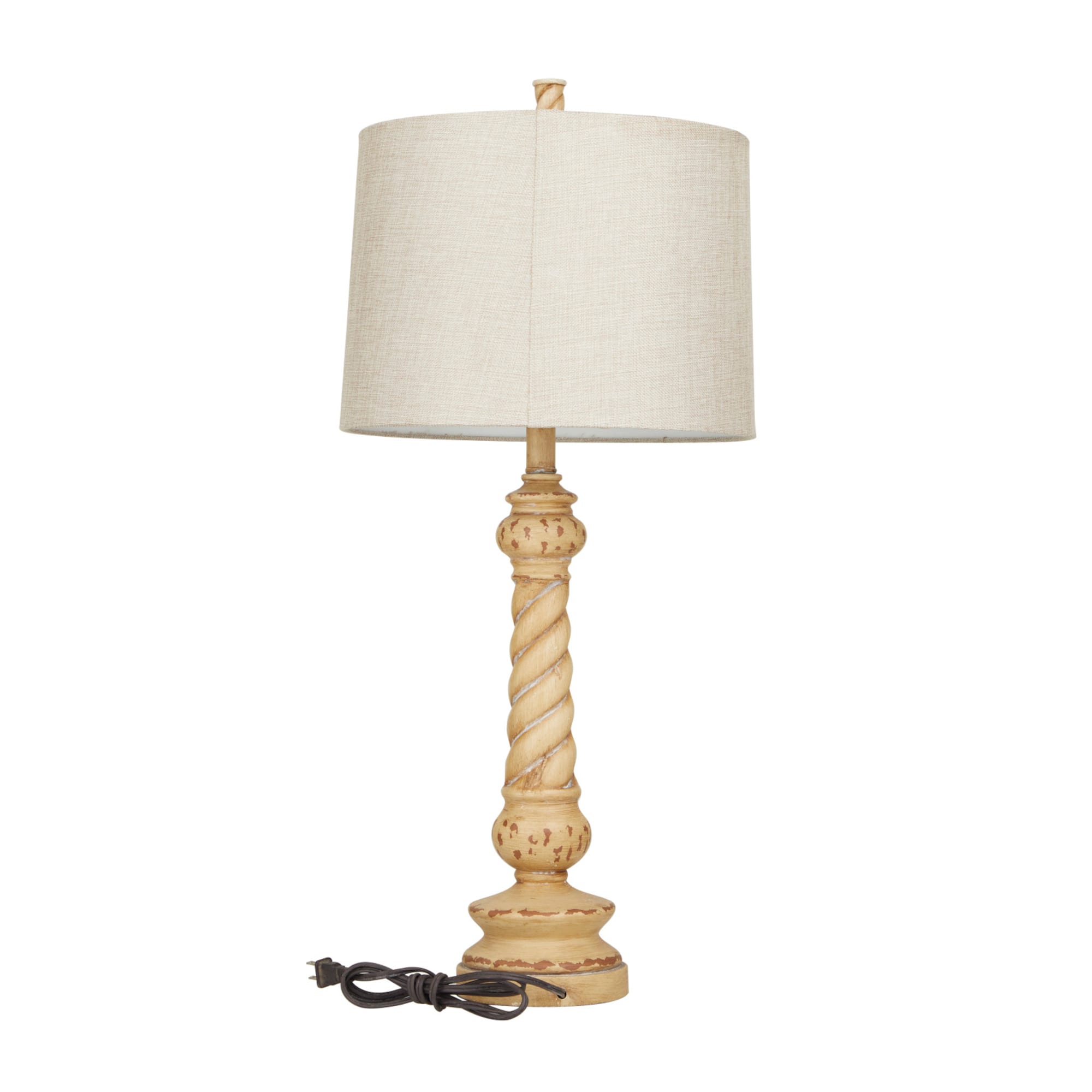 Brown Polystone Table Lamp Set of 2 14", 31"